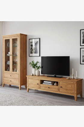 Massive Eiche TV-Kommode und Vitrine rustikal skandinavisch